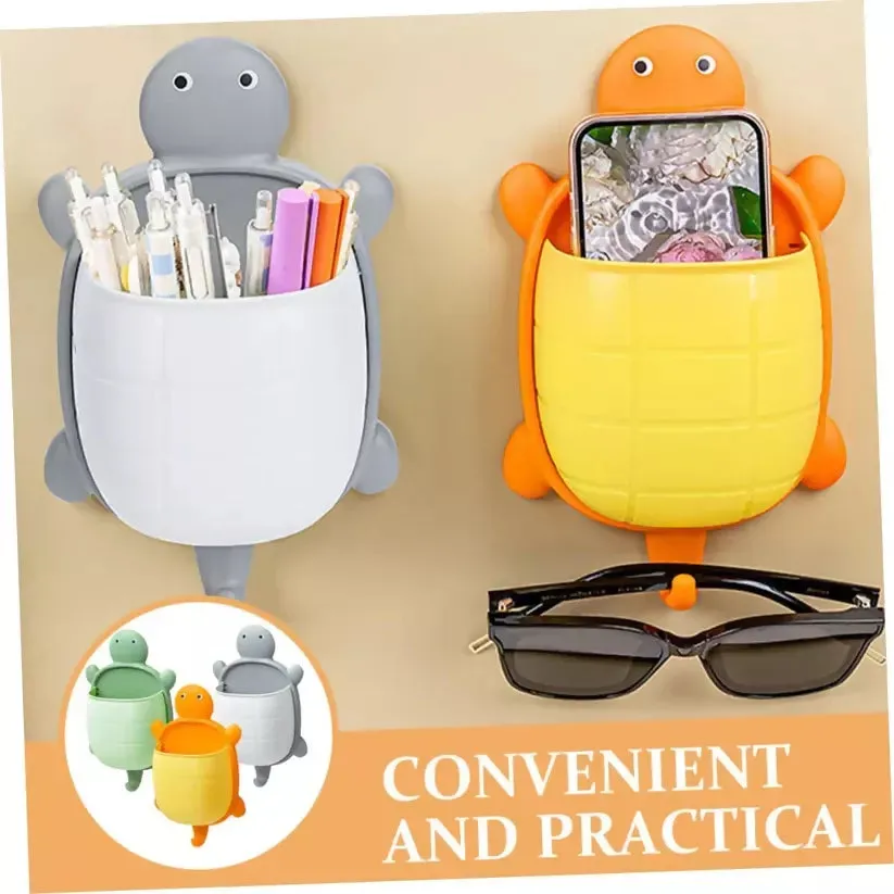 Wall-Mounted Turtle Ledge Hanging Storage Holder – Cosmetics Organizer Container (Random Color, 1 Piece))