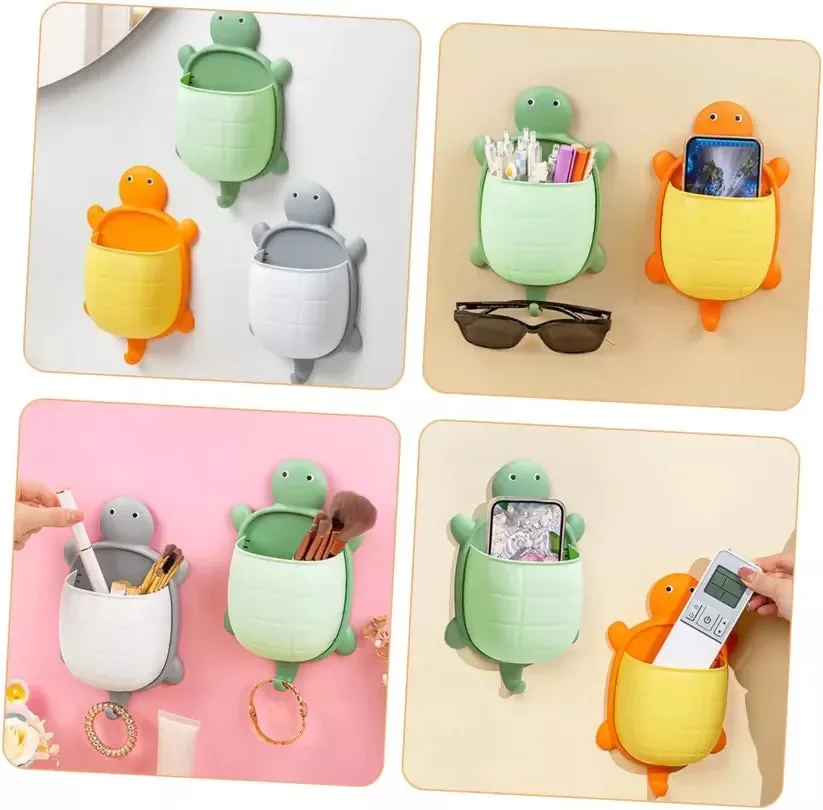 Wall-Mounted Turtle Ledge Hanging Storage Holder – Cosmetics Organizer Container (Random Color, 1 Piece))