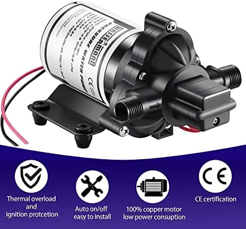WASSERMANN RV Pump, 12V Self-priming RV Water Pressure Pump 4.0GPM 45PSI with Pressure Switch, for RV Marine Camping Yacht Garden