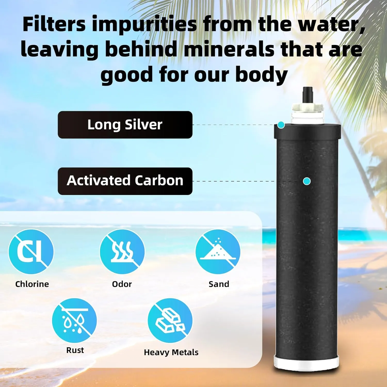 Water Filter Replacement for Berkey® BB9-2® Purification Elements Black Filter, Compatible with Berkey® Gravity Fed Water Filtration System, Pack of 2