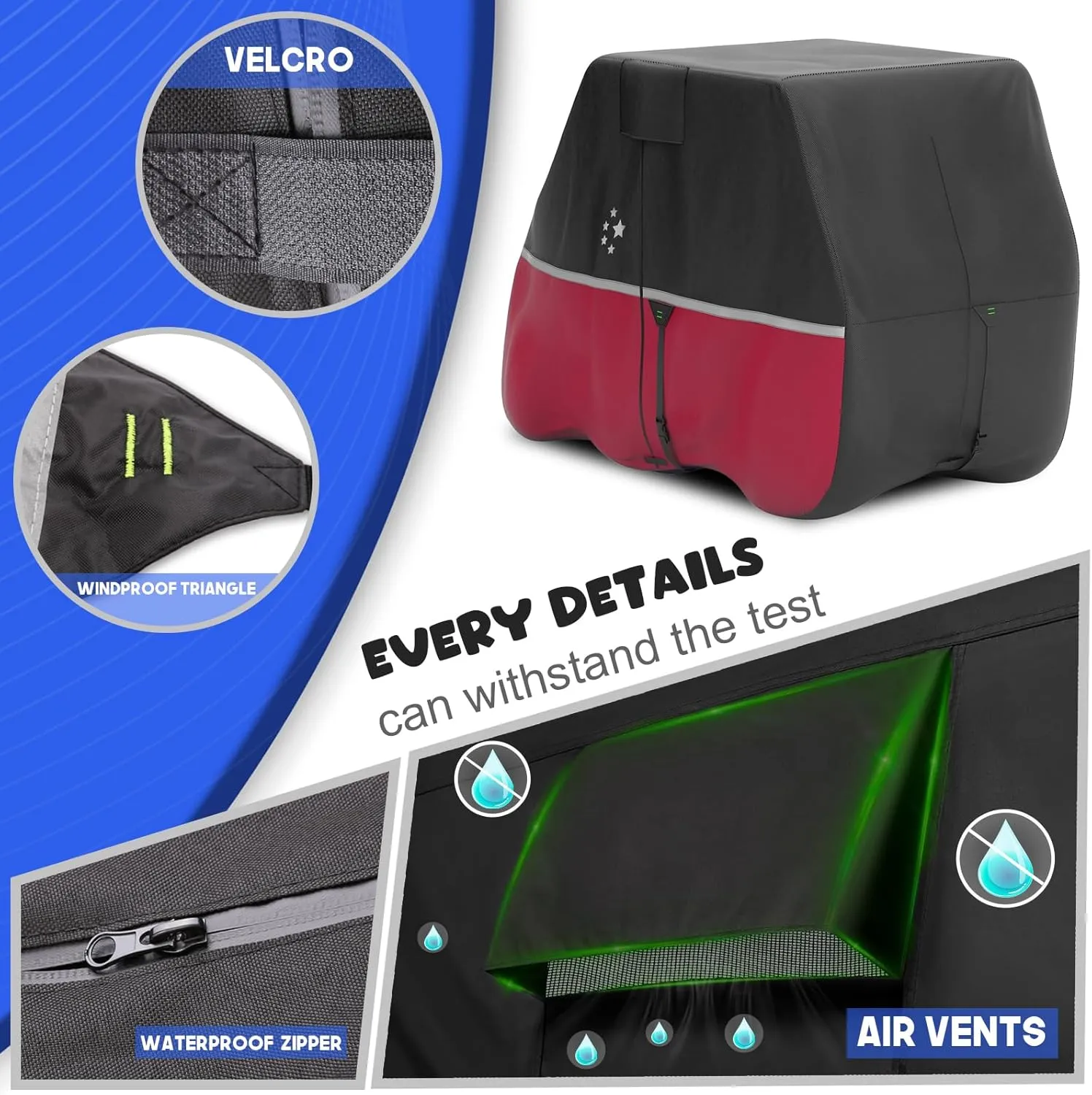 Waterproof Golf Cart Cover, Heavy Duty Marine Grade Fabric, Universal Fits for Most Brand 2/2 2/4 2 Passengers Yamaha, Honda, Club Car, EZGO Golf Cart