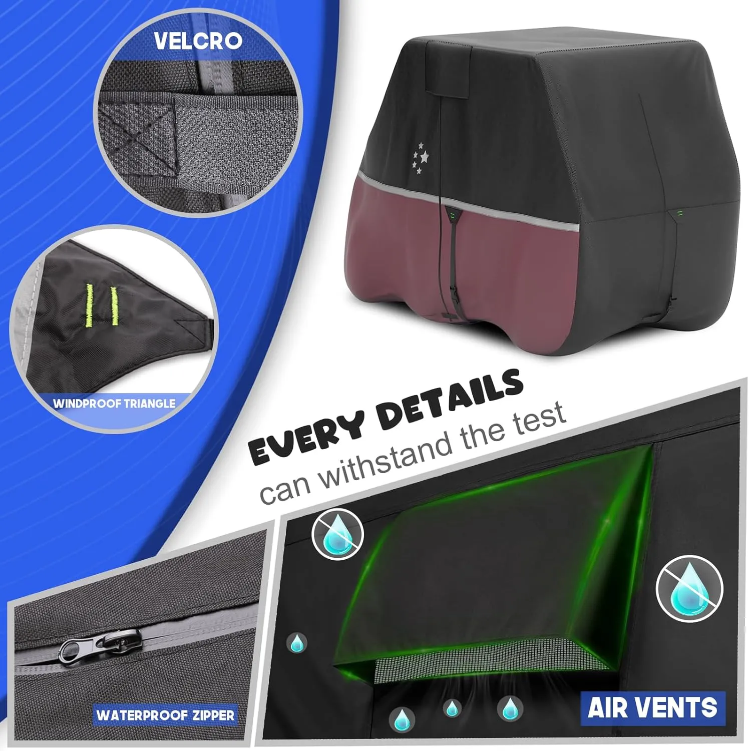 Waterproof Golf Cart Cover, Heavy Duty Marine Grade Fabric, Universal Fits for Most Brand 2/2 2/4 2 Passengers Yamaha, Honda, Club Car, EZGO Golf Cart
