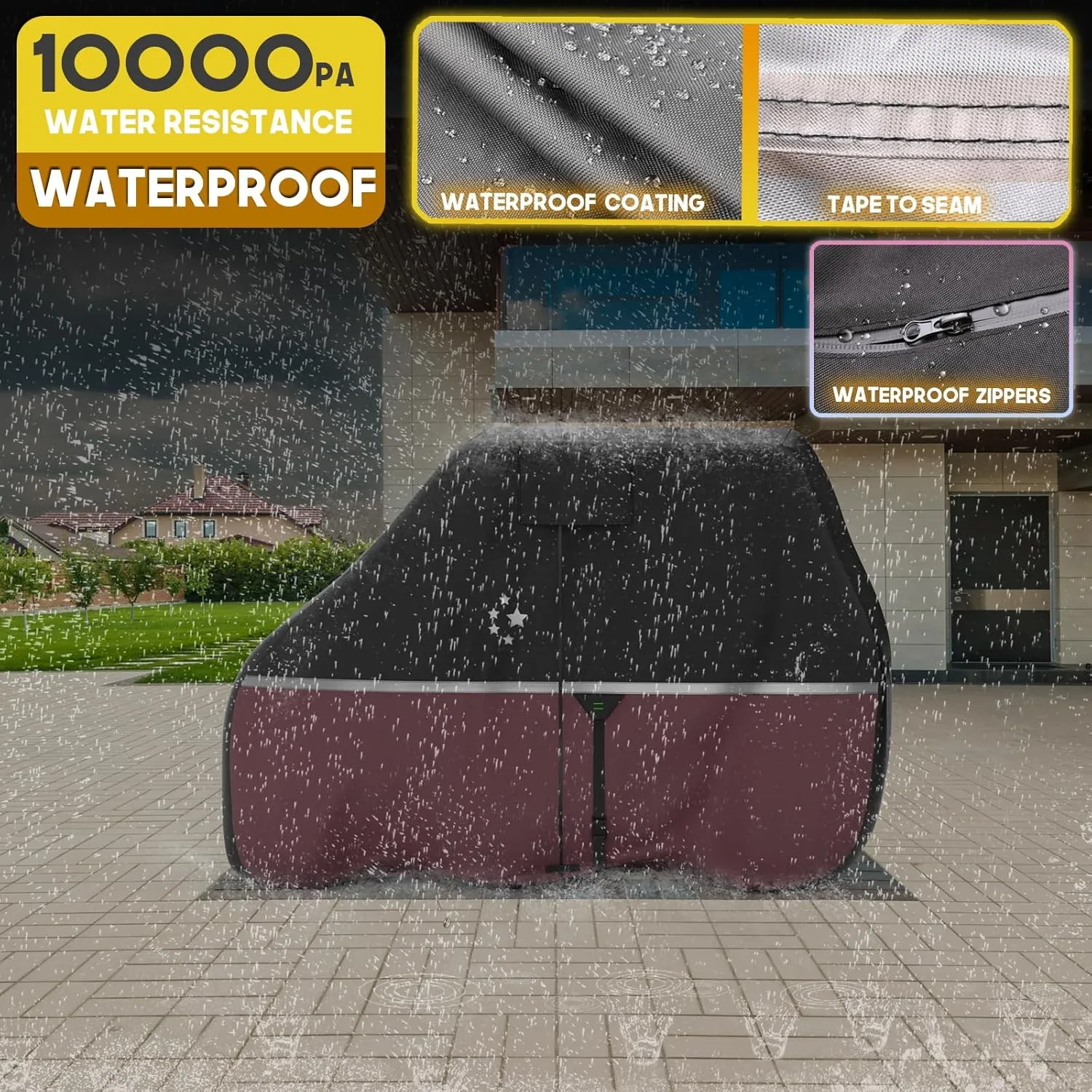 Waterproof Golf Cart Cover, Heavy Duty Marine Grade Fabric, Universal Fits for Most Brand 2/2 2/4 2 Passengers Yamaha, Honda, Club Car, EZGO Golf Cart
