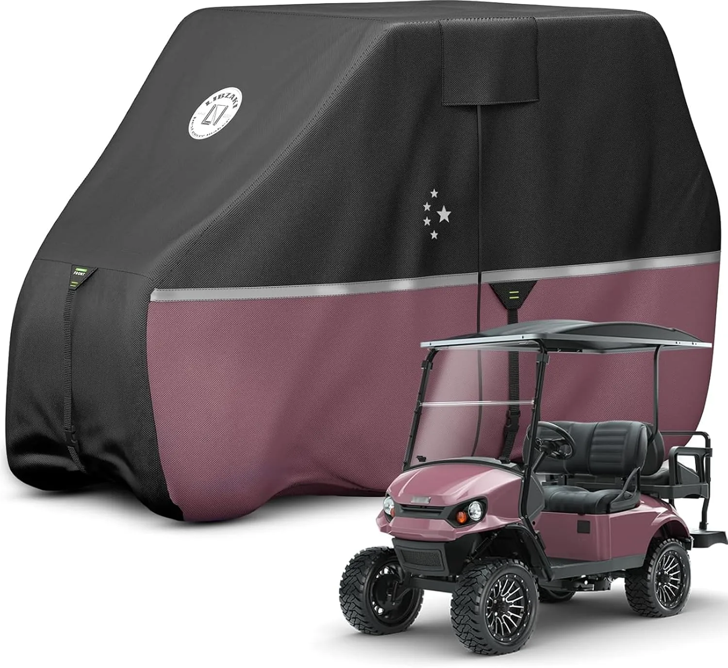 Waterproof Golf Cart Cover, Heavy Duty Marine Grade Fabric, Universal Fits for Most Brand 2/2 2/4 2 Passengers Yamaha, Honda, Club Car, EZGO Golf Cart