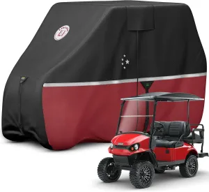Waterproof Golf Cart Cover, Heavy Duty Marine Grade Fabric, Universal Fits for Most Brand 2/2 2/4 2 Passengers Yamaha, Honda, Club Car, EZGO Golf Cart