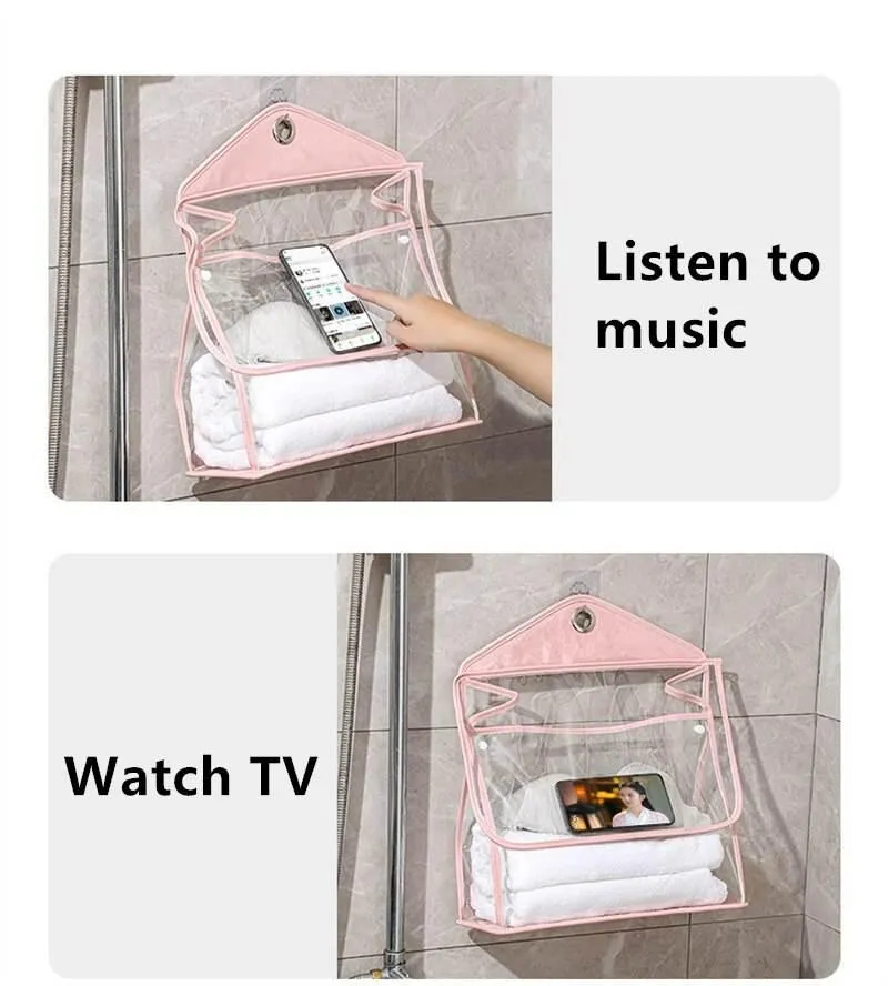 Waterproof Hanging Bathroom Organizer Bag - Transparent Storage Solution