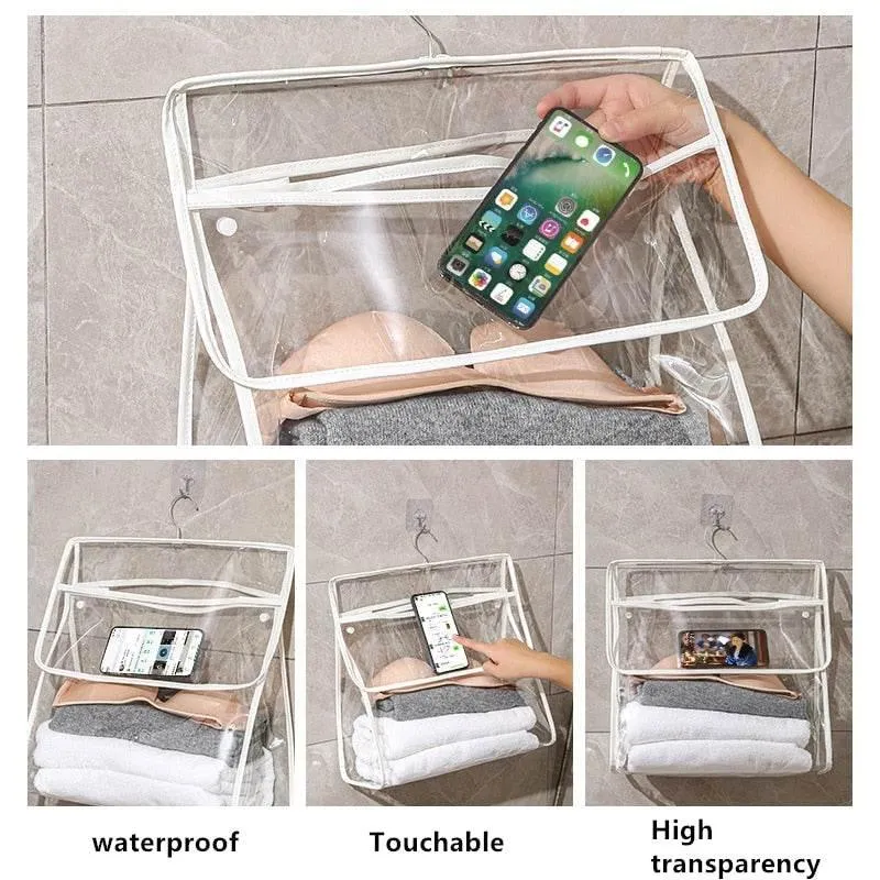 Waterproof Hanging Bathroom Organizer Bag - Transparent Storage Solution