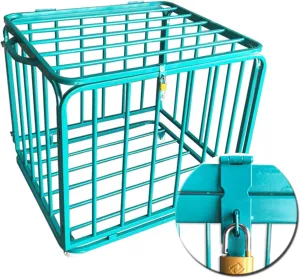 WDJBPSH Lockable Sports Ball Equipment Organizer, Foldable Volleyball Basketballs Footballs Storage Cage, Easy to Move