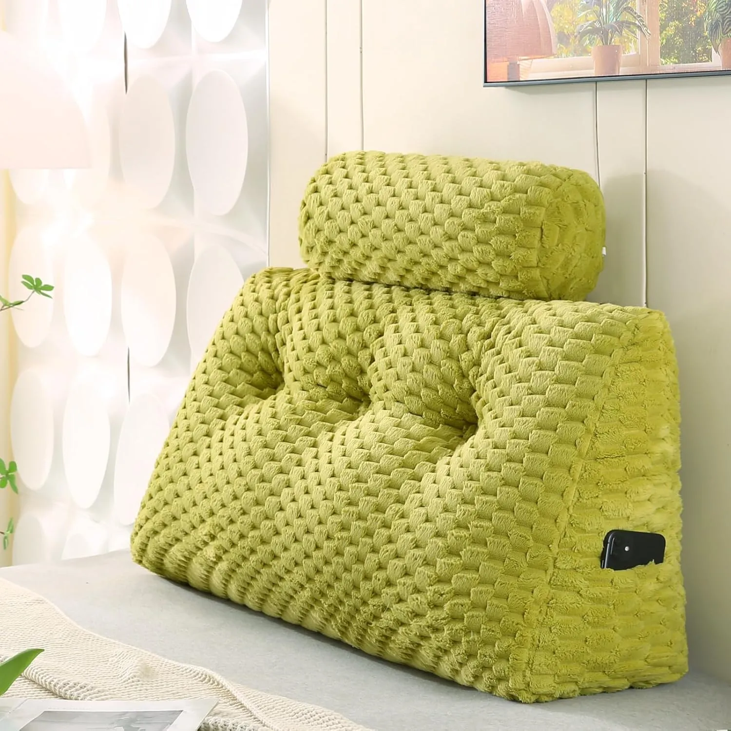 Wedge Headboard Pillow   2 Head Roll Pillows Bed Wedge Pillow Lap Top Pillow Gaming Pillow Reading Pillow for Headboard Large Bolster for Sitting in Bed Backrest Positioning Support