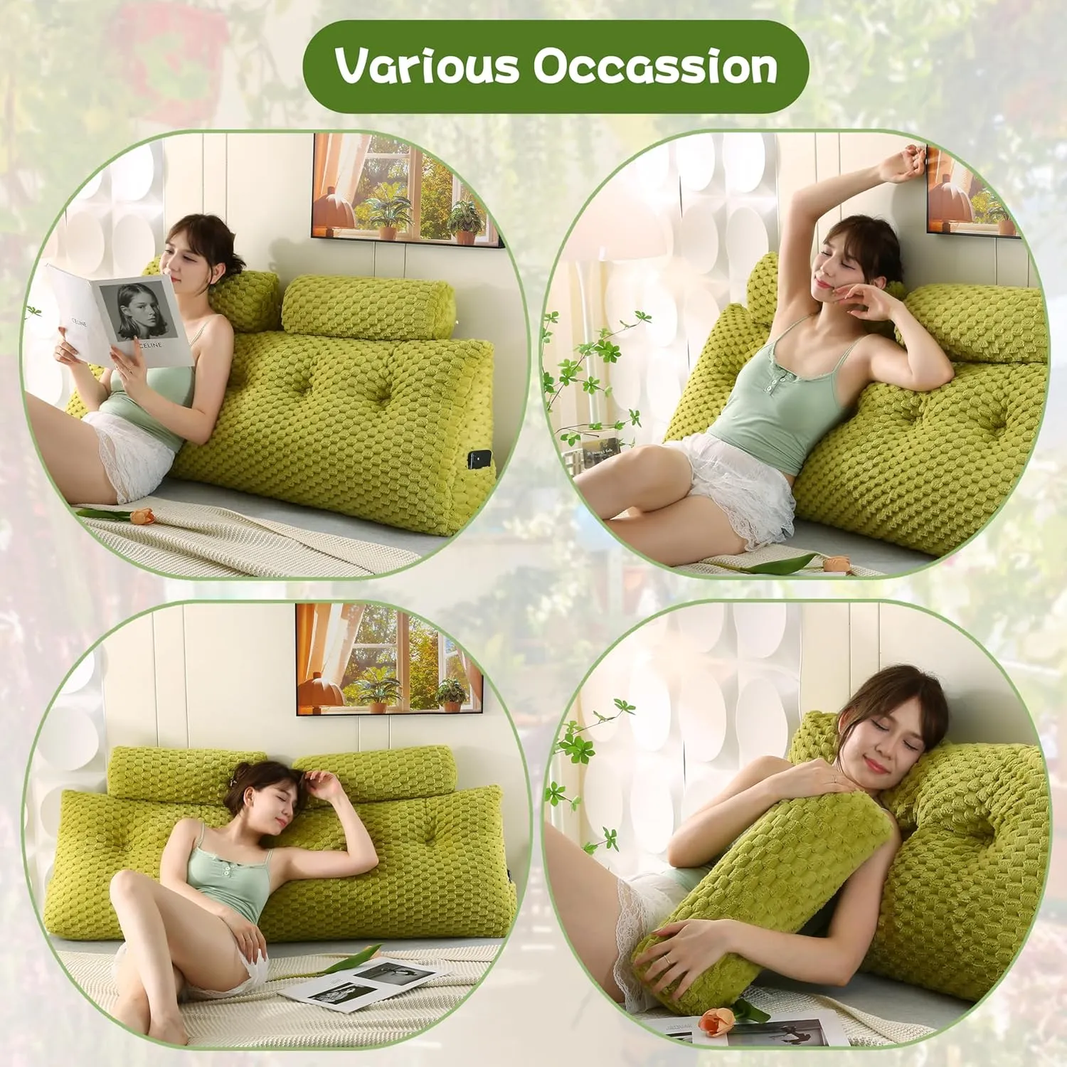Wedge Headboard Pillow   2 Head Roll Pillows Bed Wedge Pillow Lap Top Pillow Gaming Pillow Reading Pillow for Headboard Large Bolster for Sitting in Bed Backrest Positioning Support