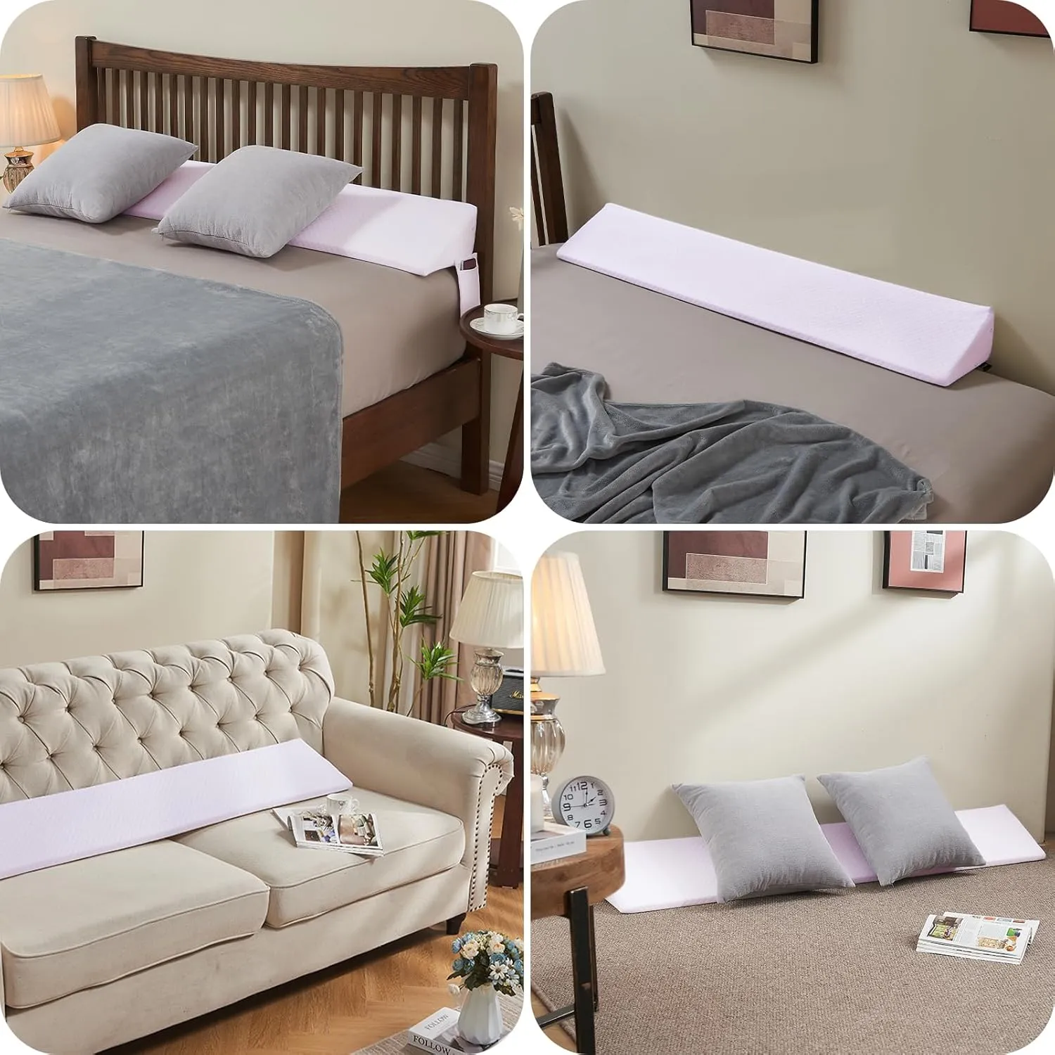 Wedge Pillow Headboard/Bed Wedge Pillow for Headboard/Bed Gap Filler Queen (60"x10"x6"), Bolster Bed Mattress Wedge Pillow for Sleeping, Headboard Pillow for Gap (0-8") Between Bed and Wall