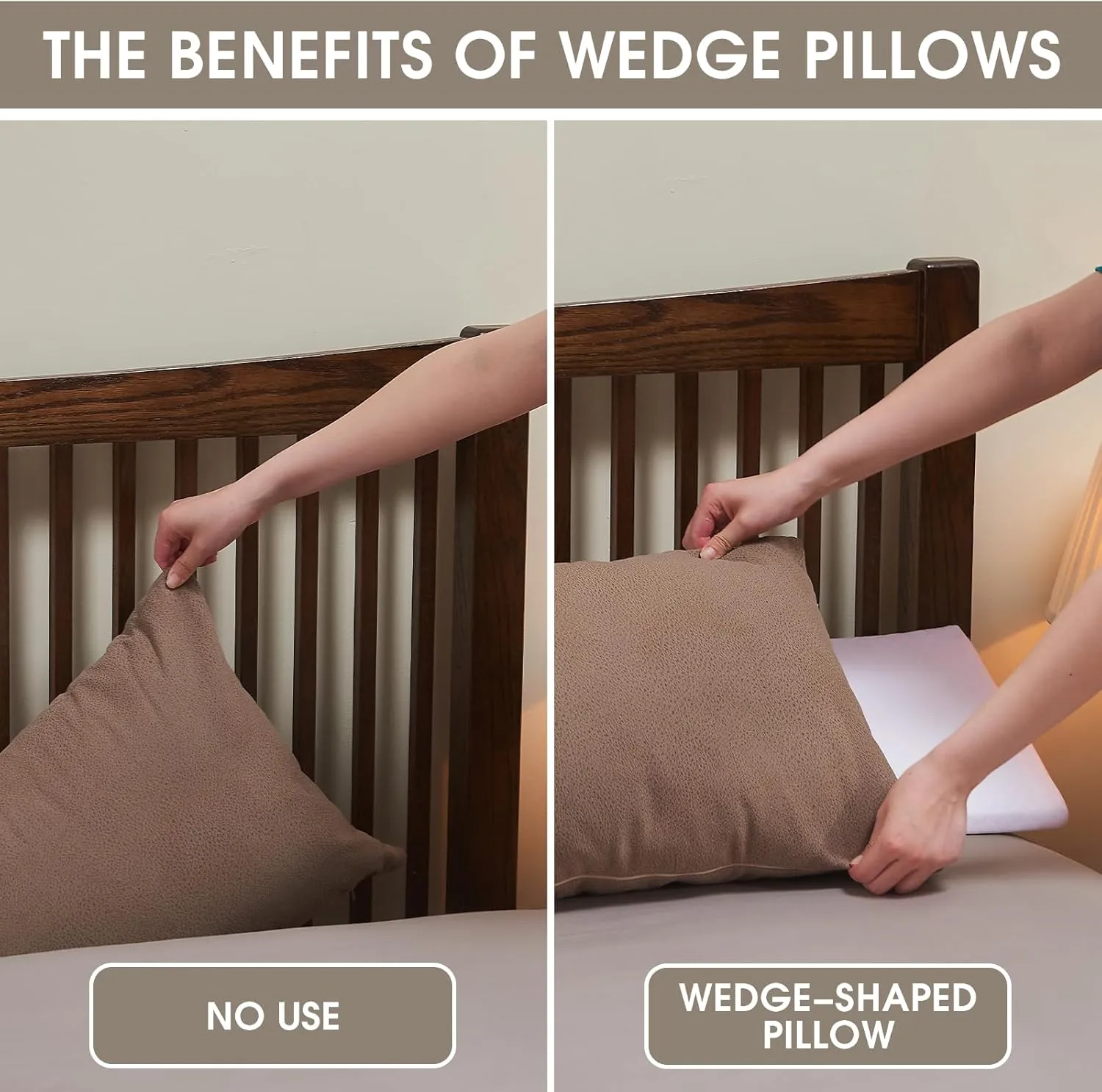 Wedge Pillow Headboard/Bed Wedge Pillow for Headboard/Bed Gap Filler Queen (60"x10"x6"), Bolster Bed Mattress Wedge Pillow for Sleeping, Headboard Pillow for Gap (0-8") Between Bed and Wall