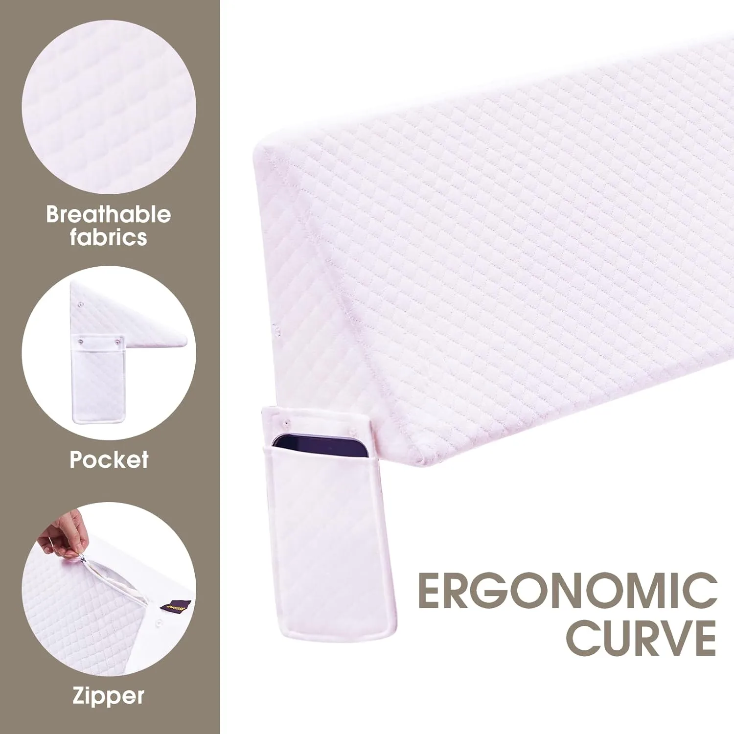 Wedge Pillow Headboard/Bed Wedge Pillow for Headboard/Bed Gap Filler Queen (60"x10"x6"), Bolster Bed Mattress Wedge Pillow for Sleeping, Headboard Pillow for Gap (0-8") Between Bed and Wall