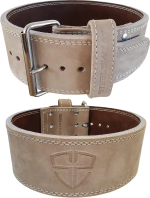Weight Lifting Belt - 4 Inches Wide by 10mm - Single Prong Powerlifting Belt that's Heavy Duty - Vegetable Tanned Leather - Oat Large