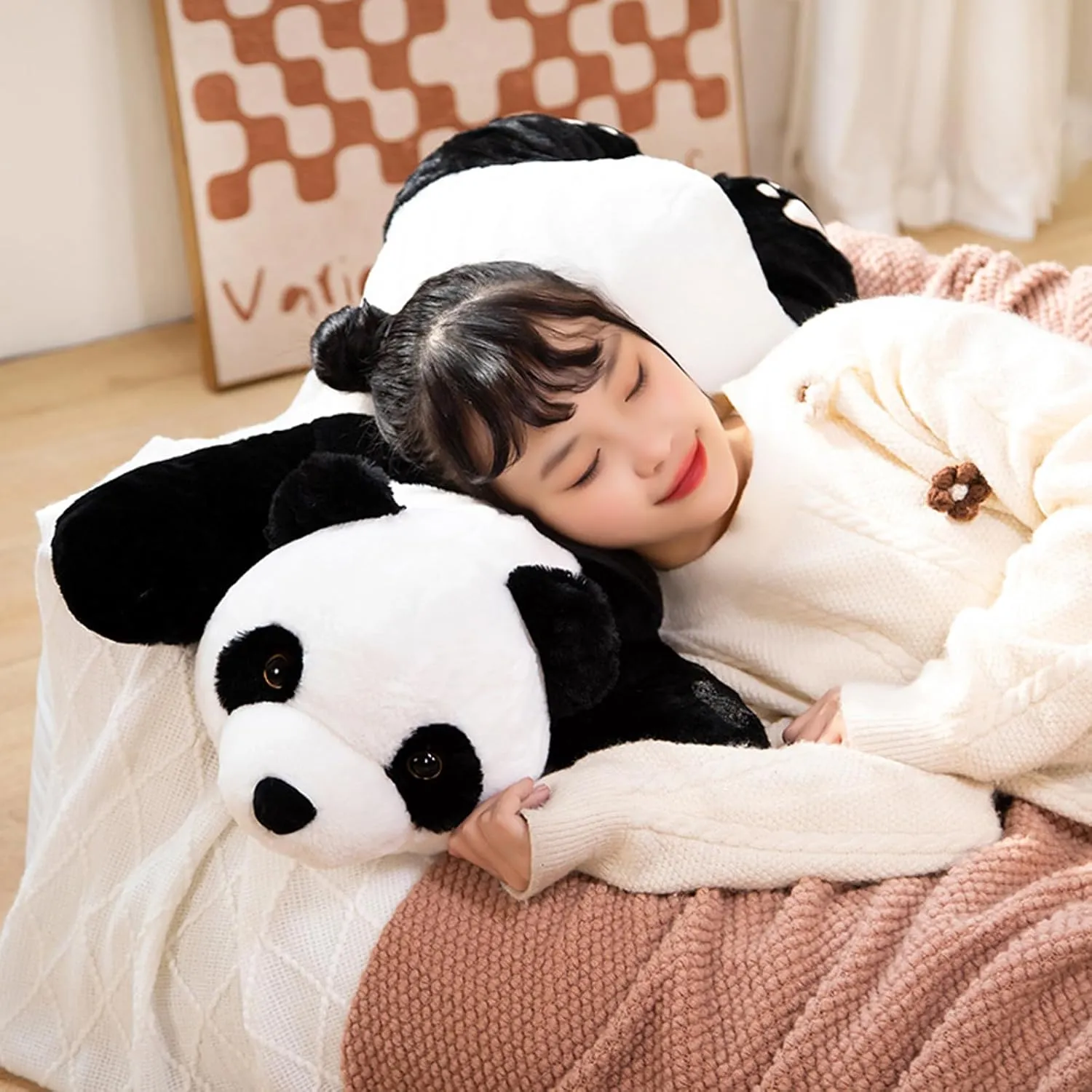 Weighted Stuffed Animals, 39.3" 2.86lbs Panda Plush Toy Cute Panda Weighted Plush Animals Pillow Gifts for Kids Adults Birthday, Valentine's Day