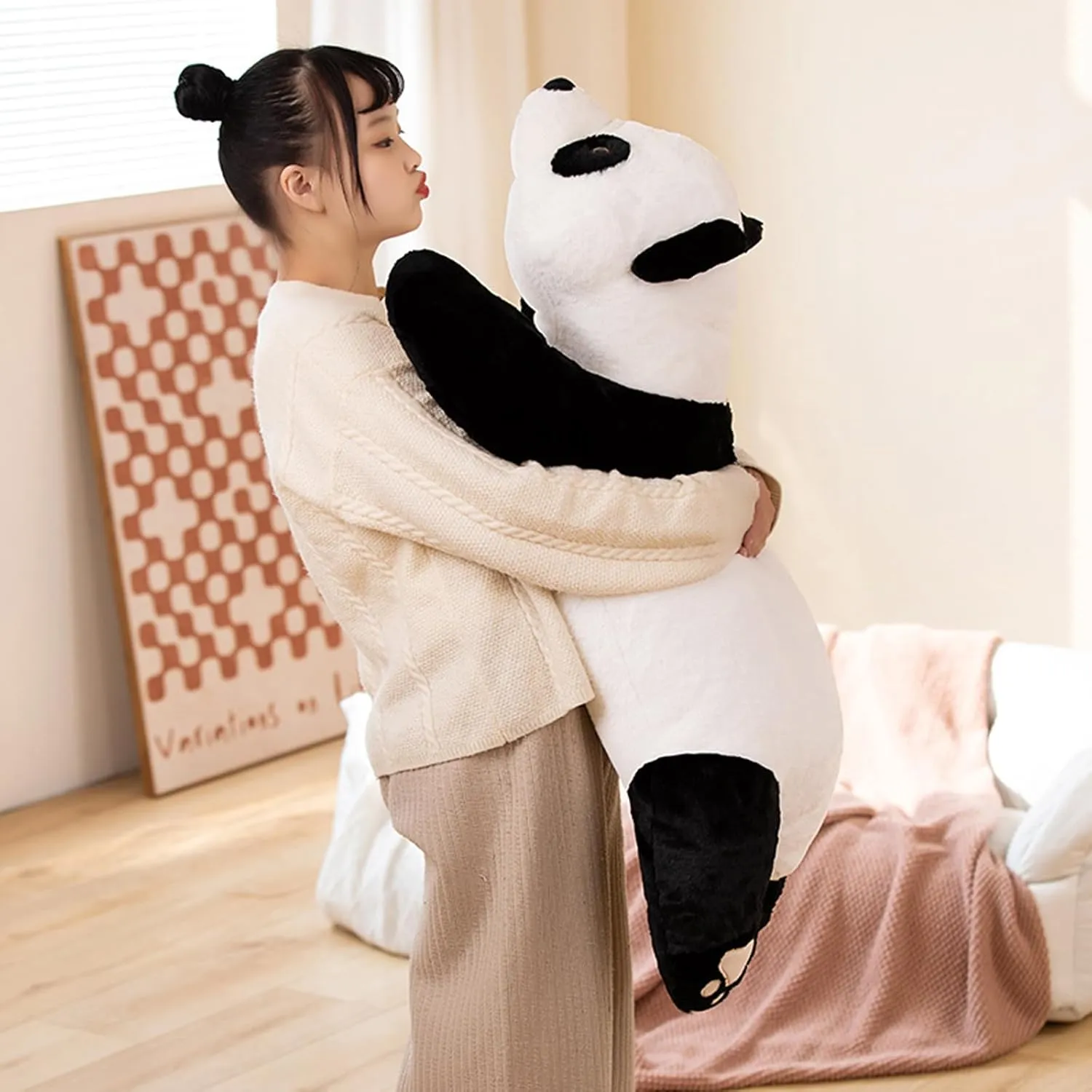 Weighted Stuffed Animals, 39.3" 2.86lbs Panda Plush Toy Cute Panda Weighted Plush Animals Pillow Gifts for Kids Adults Birthday, Valentine's Day