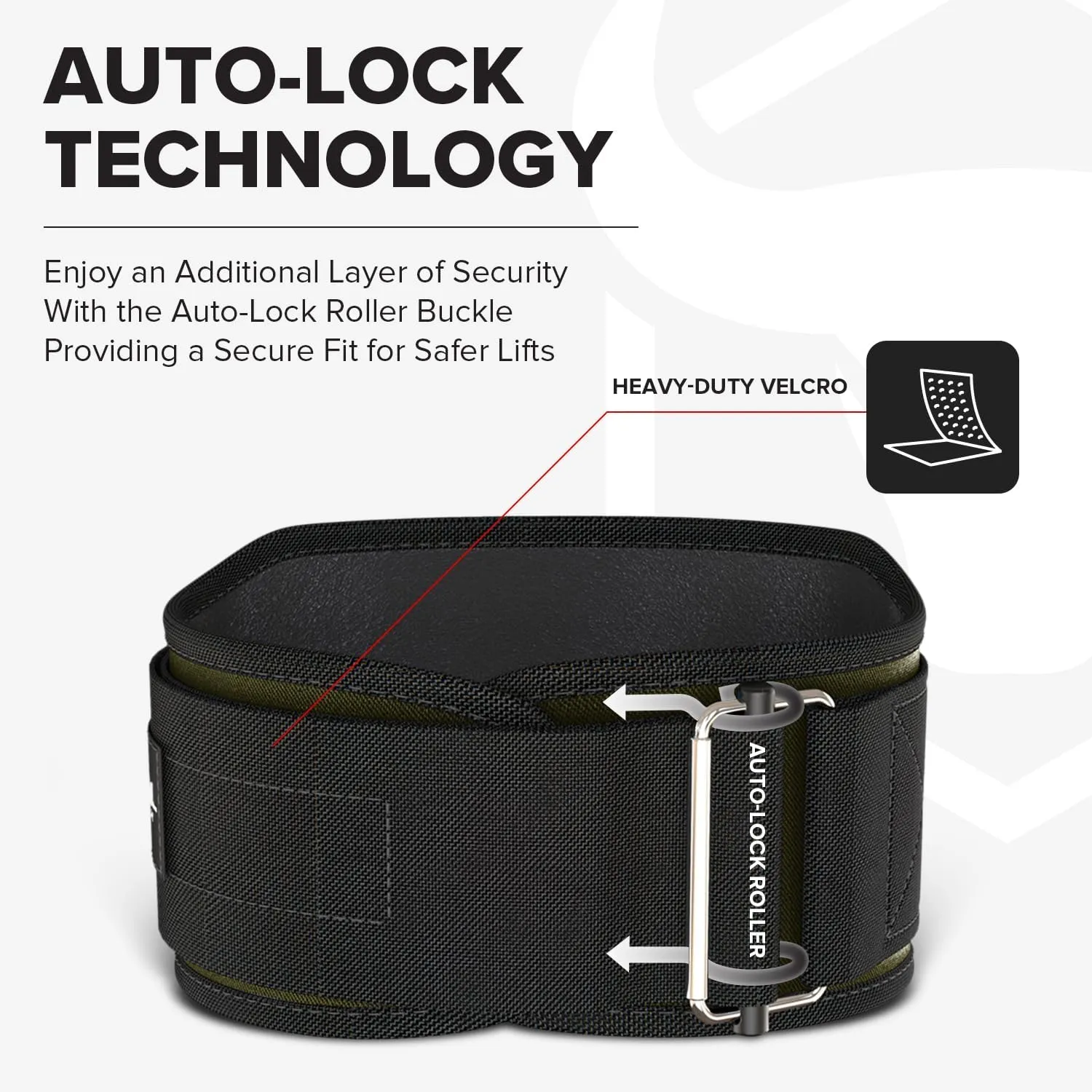 Weightlifting Belt For Men and Women - 6 Inch Auto-Lock Weight Lifting Back Support, Workout Back Support for Lifting, Fitness, Cross Training and Powerlifitng