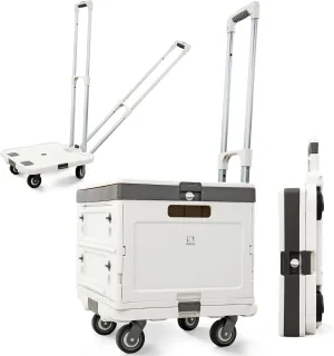 Wellmax WM99800 Series Rolling Crate with Wheels, Foldable Utility Cart with Aluminum Handle, Silent Wheels, 132 lbs Capacity - Ideal for Teachers, Shopping, & Office