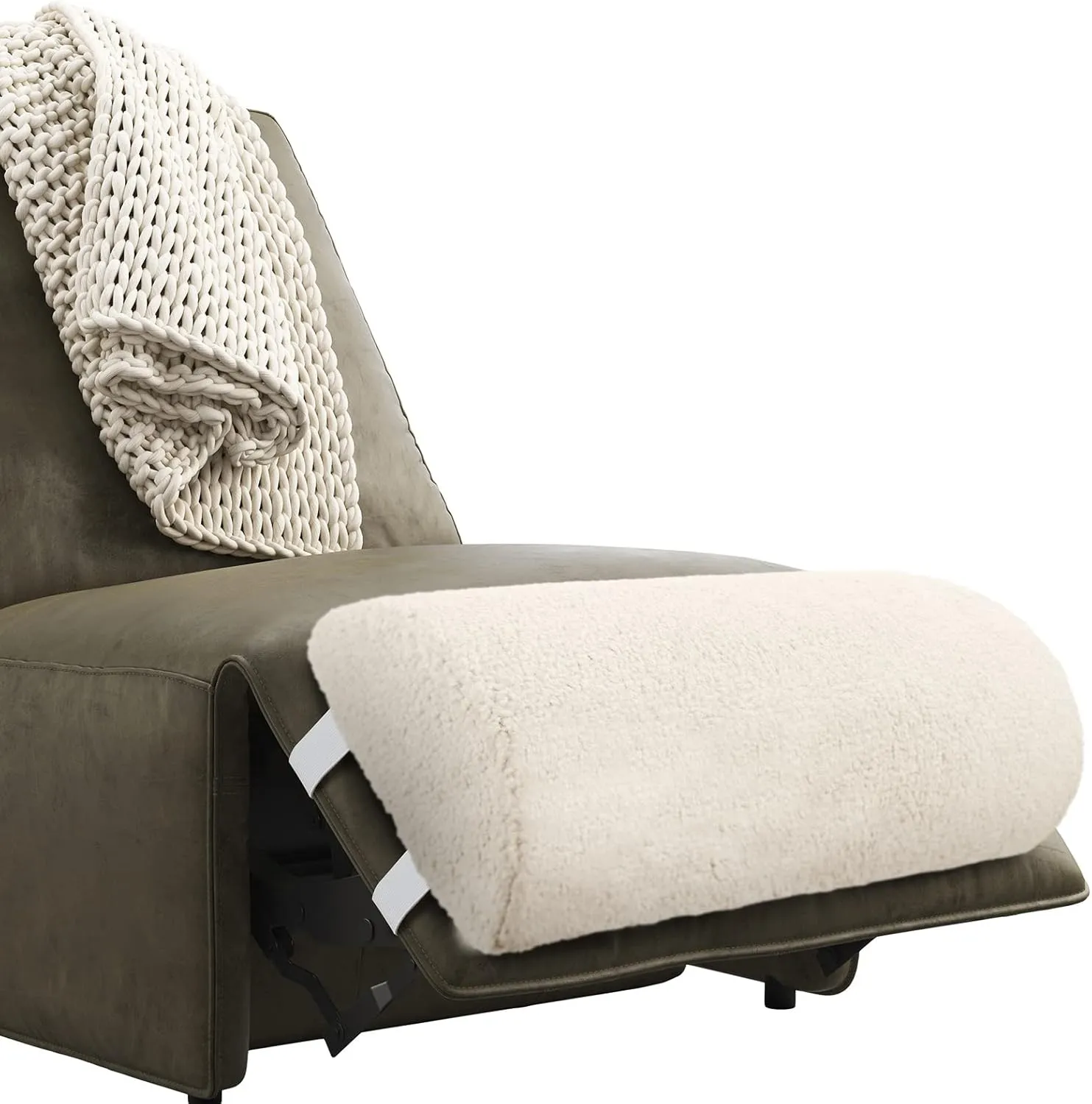 Wesiti Recliner Foot Pillow Cushion High Resilience Sherpa Memory Foam Bolster Sleeping Rest Multipurpose Half Roll Leg Pillow Suitable for Bed Chair Sofa Headrest Back Lumbar Leg Support(Beige)