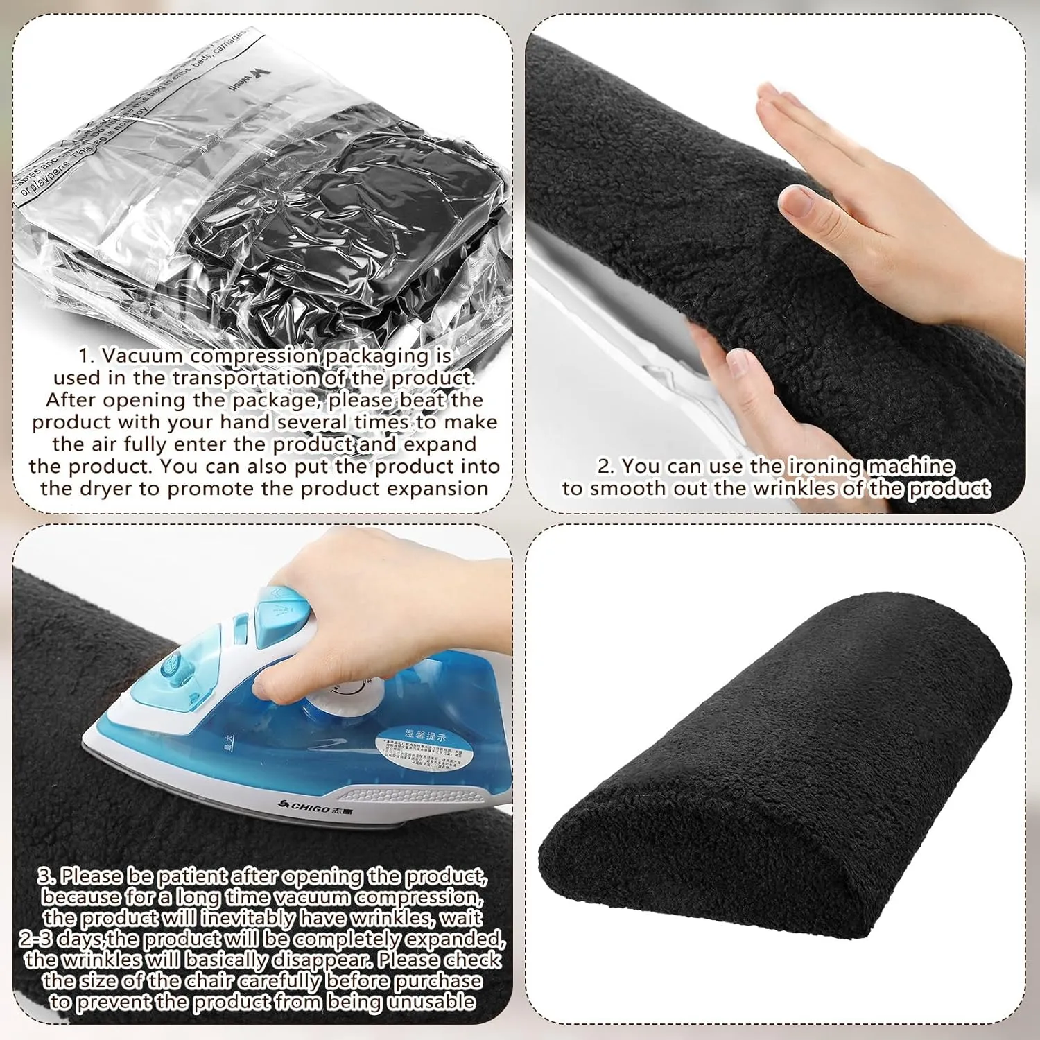 Wesiti Recliner Foot Pillow Cushion High Resilience Sherpa Memory Foam Bolster Sleeping Rest Multipurpose Half Roll Leg Pillow Suitable for Bed Chair Sofa Headrest Back Lumbar Leg Support(Black)