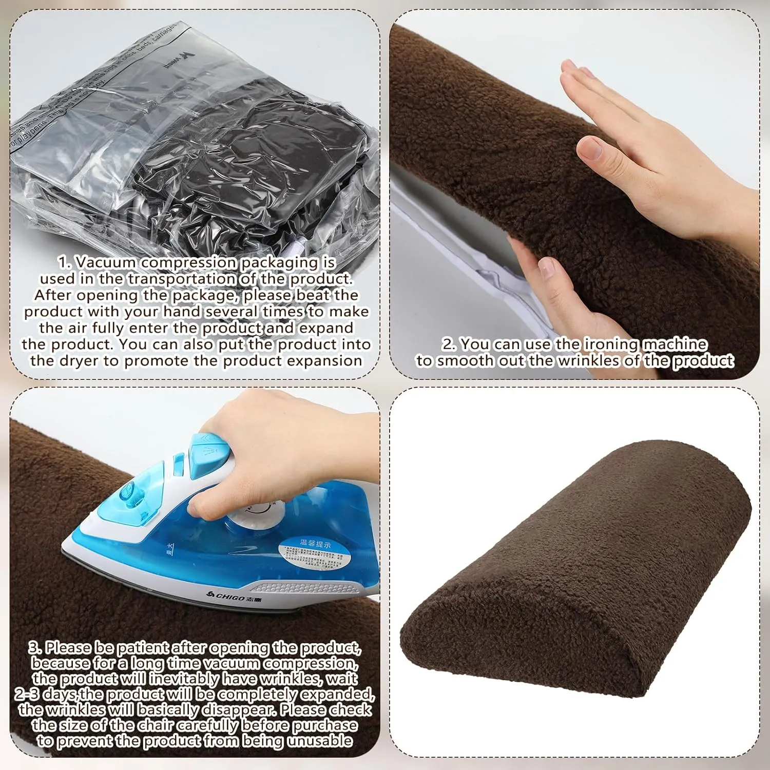 Wesiti Recliner Foot Pillow Cushion High Resilience Sherpa Memory Foam Bolster Sleeping Rest Multipurpose Half Roll Leg Pillow Suitable for Bed Chair Sofa Headrest Back Lumbar Leg Support(Chocolate)