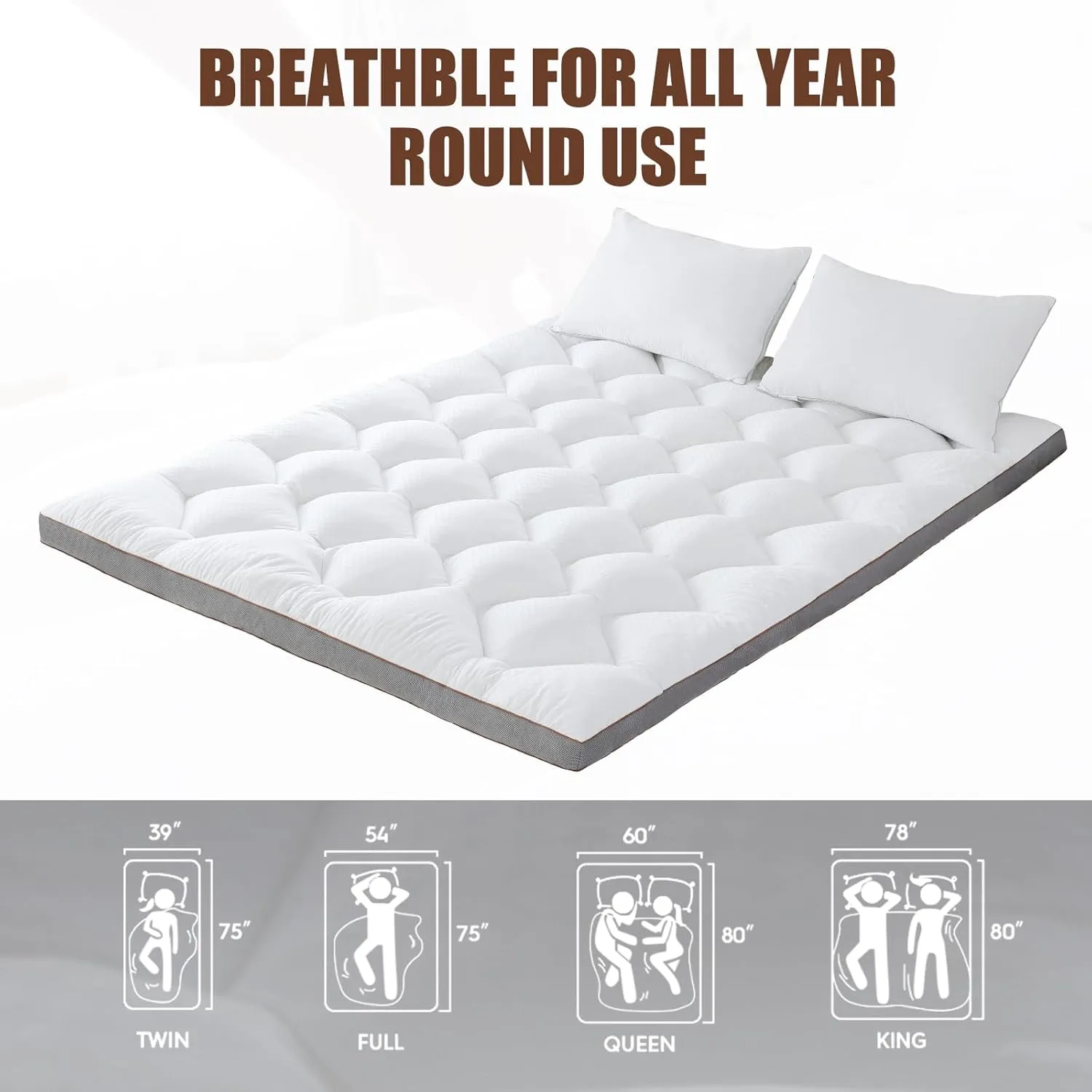 WhatsBedding 3 Inch Memory Foam Mattress Topper Queen, Extra Soft Pillow Top Mattress Topper with Breathable Air Mesh Sides, 1700GSM Fluffy Shredded Memory Foam Filled & Thicked Down Alternative-Lined