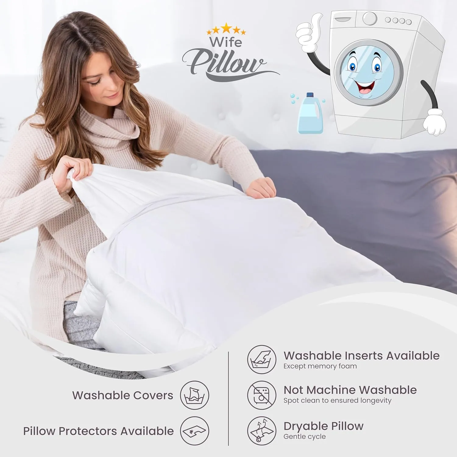 Wife Pillow - Adjustable Side Sleeper Pillow with Arm Tunnels for Shoulder Pain, Rotator Cuff Support, Arm & Shoulder Relief - Pressure-Free Sleep Pillow for Adults - Charcoal Shredded Memory Foam