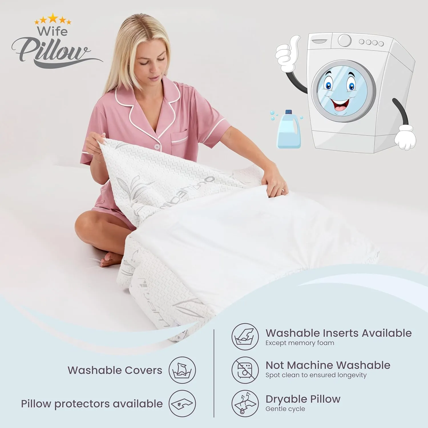 Wife Pillow - Adjustable Side Sleeper Pillow with Arm Tunnels for Shoulder Pain, Rotator Cuff Support, Arm & Shoulder Relief - Pressure-Free Sleep Pillow for Adults - Cooling Shredded Memory Foam