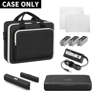 Wireless Mobile Printer Case Compatible with Canon PIXMA TR150/ iP110 Printers, Potable Travel Storage Bag Fit for Printer Charger, Ink Cartridges, Batteries and Accessories (Box Only) -Black