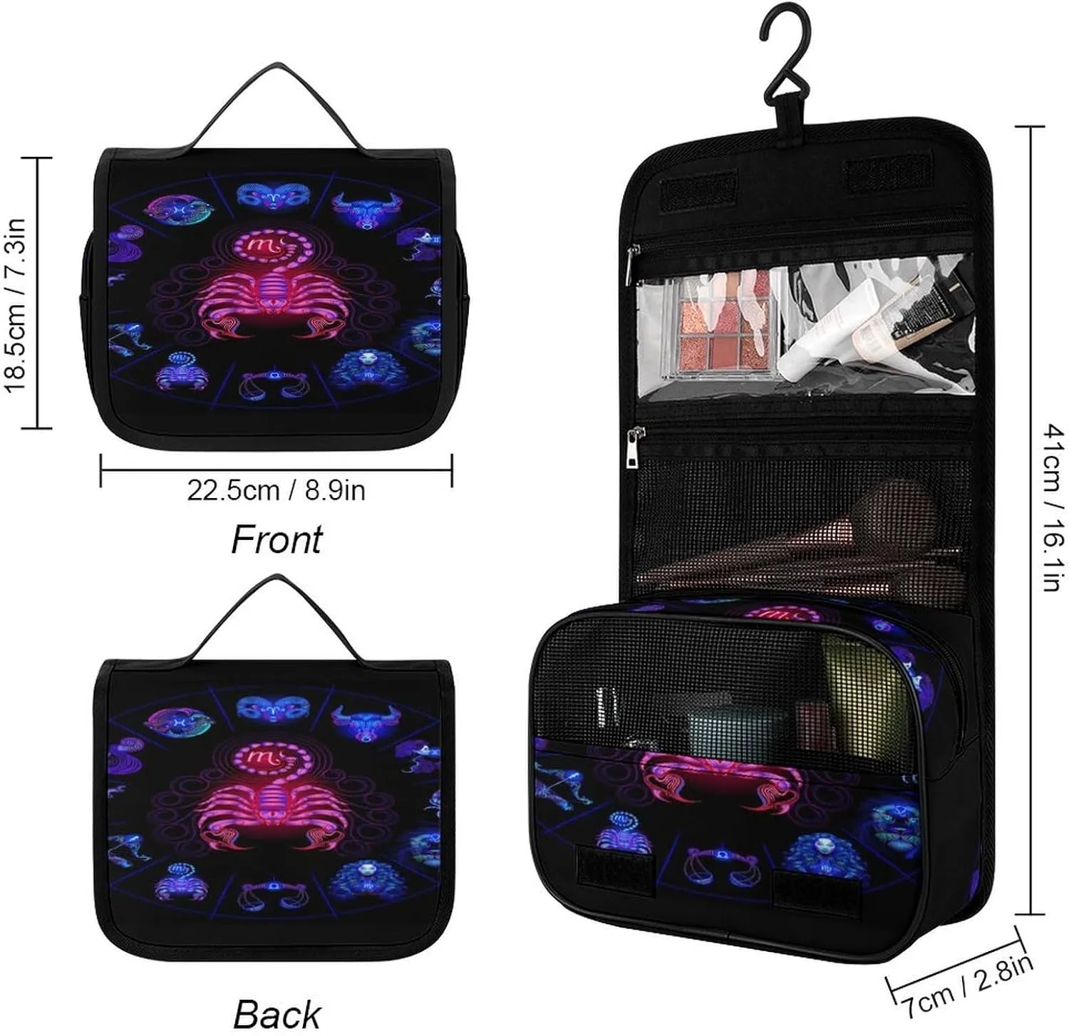 Women Hanging Toiletry Wash bag, Travel Cosmetic Storage Case Organizer