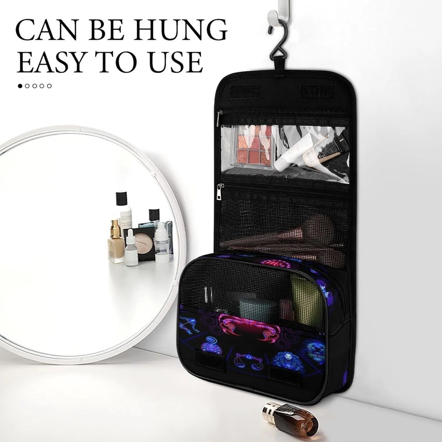 Women Hanging Toiletry Wash bag, Travel Cosmetic Storage Case Organizer