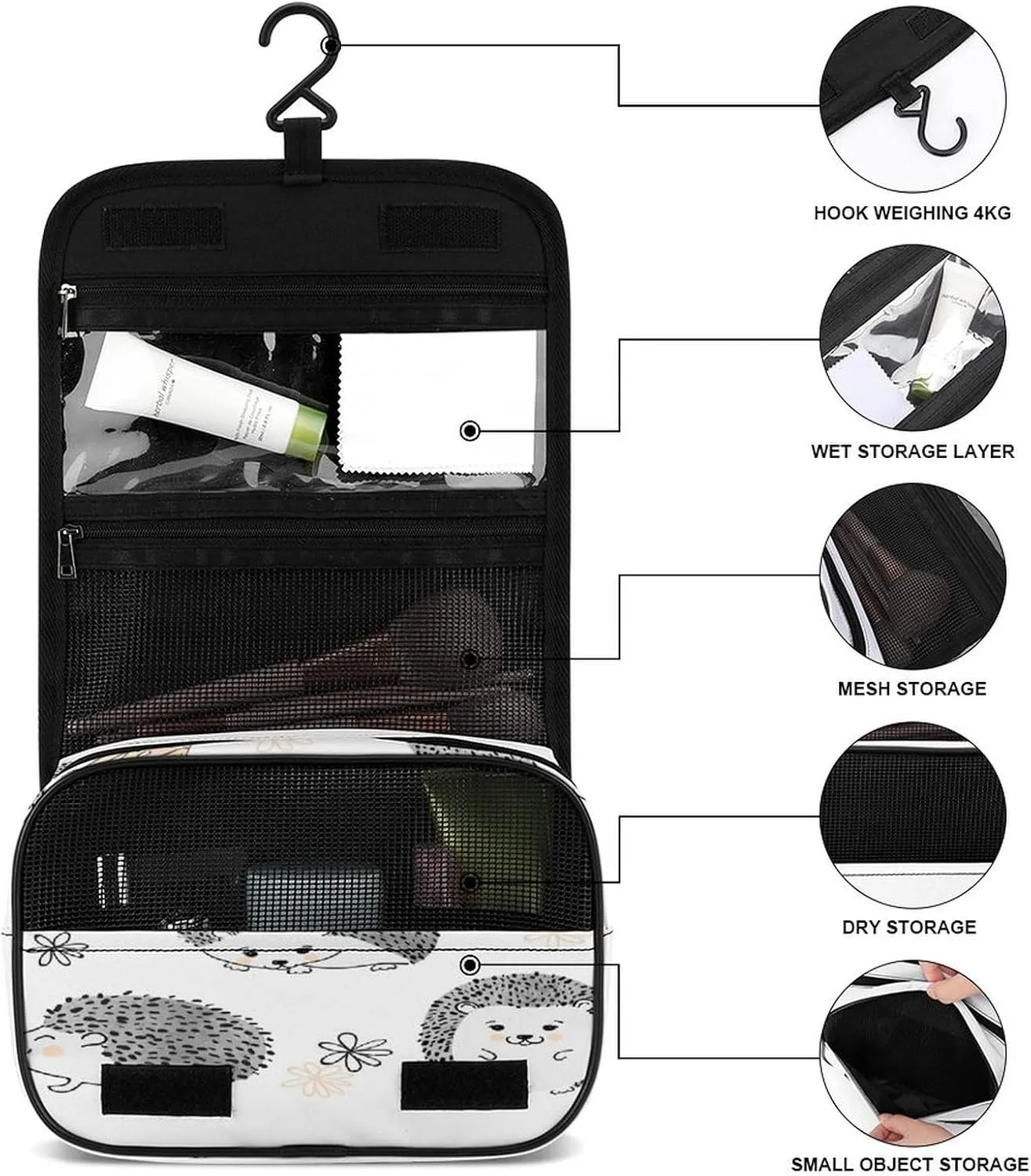 Women Hanging Toiletry Wash bag, Travel Cosmetic Storage Case Organizer