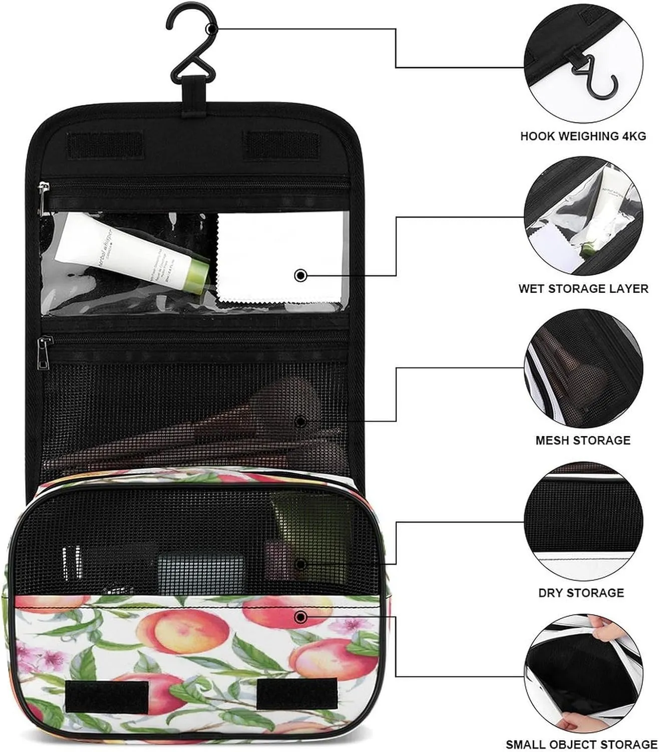 Women Hanging Toiletry Wash bag, Travel Cosmetic Storage Case Organizer