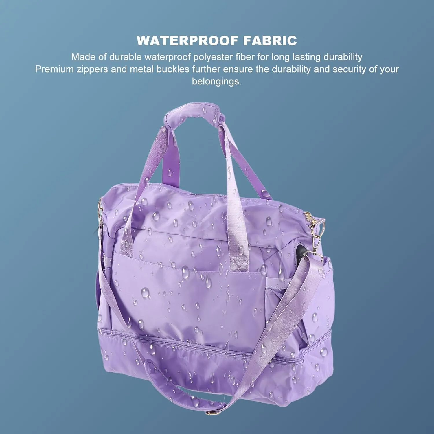 Women Sports Gym Bag Workout Travel Bag with USB Charging Port Multiple Pockets Large Capacity for Fitness Yoga (Lavender Violet)