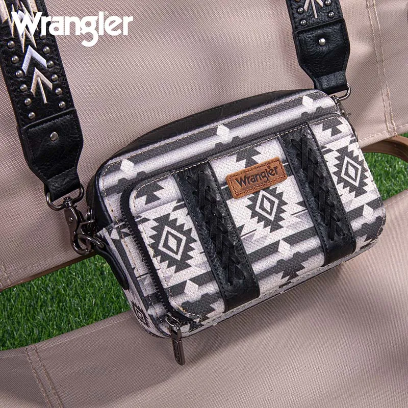 Wrangler Aztec Printed Crossbody Purse with Wallet Compartment