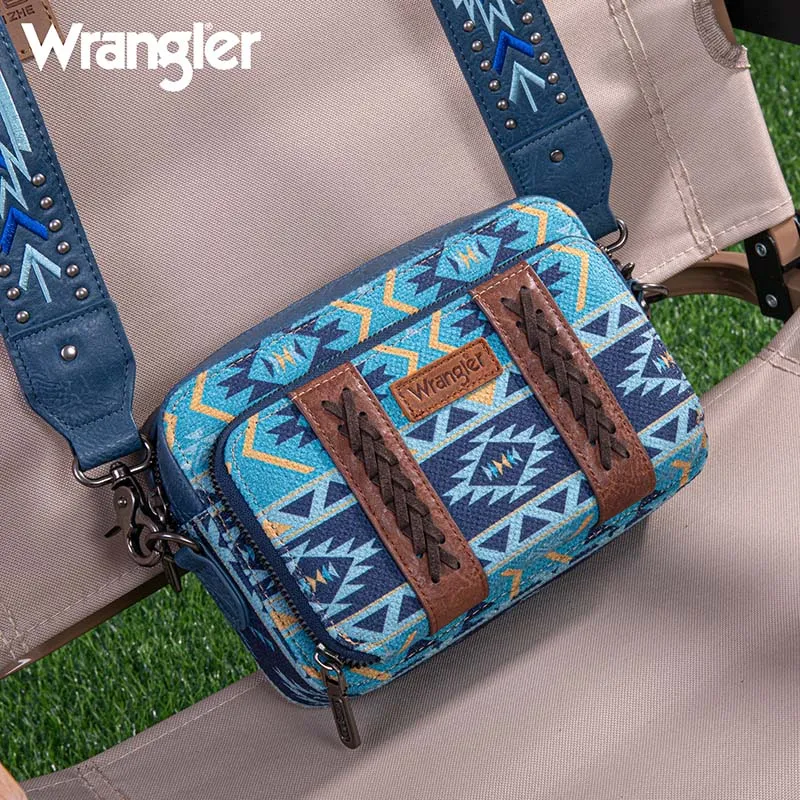 Wrangler Aztec Printed Crossbody Purse with Wallet Compartment
