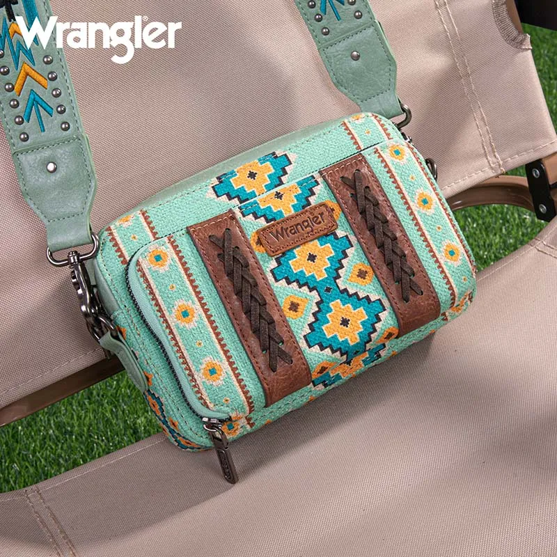 Wrangler Aztec Printed Crossbody Purse with Wallet Compartment