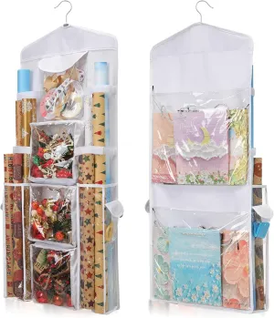 Wrapping Paper Storage, Gift Wrap Organizer Holder Double-Sided Hanging Gift Bag Storage Organizer
