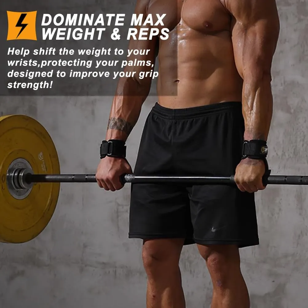 Wrist Straps for Weightlifting for Maximum Grip Support - Lifting Deadlift Strap & Weight Lifting Grips Gloves for Working Out Pull Up Deadlifting & Shrugs