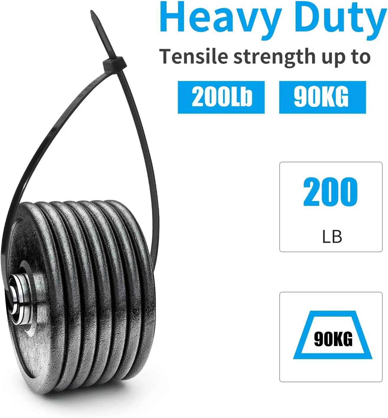 XINGO 16 Inch Black Large Zip Ties Heavy Duty 100 PCS, 200 LBS Ultra Strong Plastic Wire Ties, Large Cable Ties Extra Long Tie Wraps, Indoor and Outdoor UV Resistant