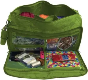 Yazzii Premium Knitting Bag & Yarn Storage Organizer – Yarn & Knitting Project Tote Bag - Yarn, Knitting Needles, Crochet & More Green