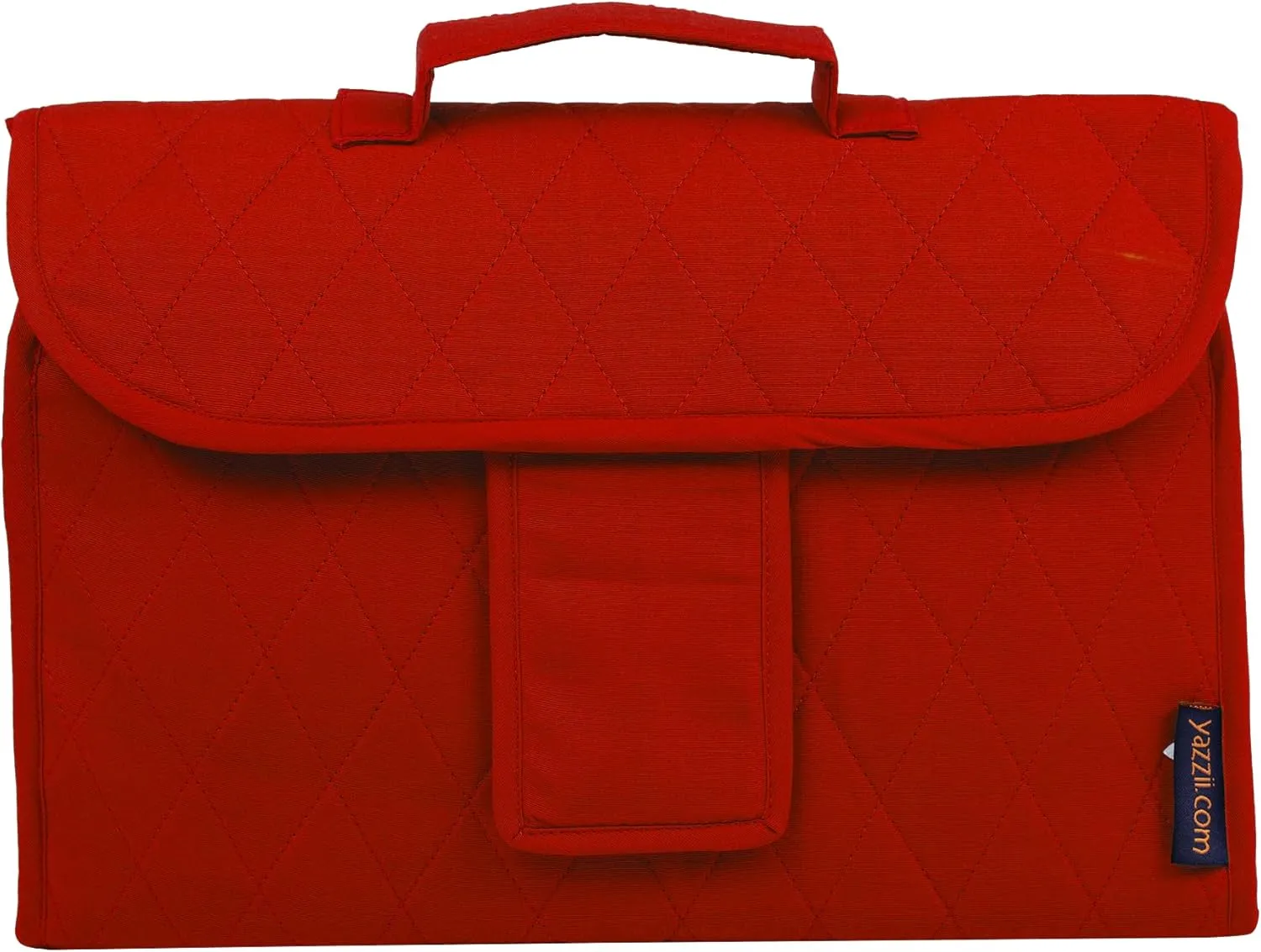 Yazzii Trifold Craft Project Case - Sewing and Craft Supplies Storage Tote, Travel Organizer Bag with Clear Pockets and Handle for Knitting, Crochet, Sewing Accessories - Red