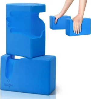 Yes4All Yoga Blocks 2 Pack Wrist Support, Comfort, and Grip Strength, Support for Balance Fitness and Exercise, EVA Foam Blocks Pilates Yoga Brick Yoga Accessories