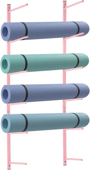 Yoga Mat Holder Wall Mount Yoga Mat Storage Holder Yoga Mat Organizer Skateboard Wall Mount for Foam Rollers Skateboard Ski Board
