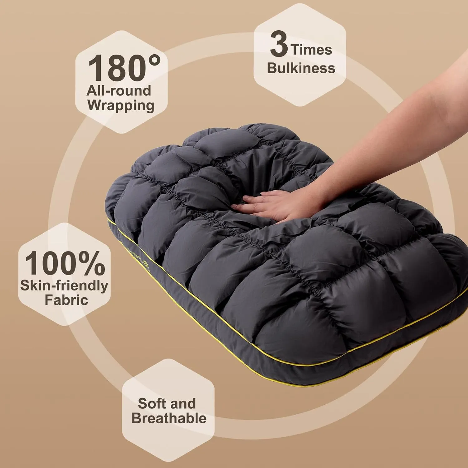 YOUR MOON Fluffy Support Bed Pillow Standard Size Set of 2, Super Soft Premium Down-Alternative Filling for Sleeping, Luxury Hotel Quality Bed Pillows for Side Sleeper (Gray)