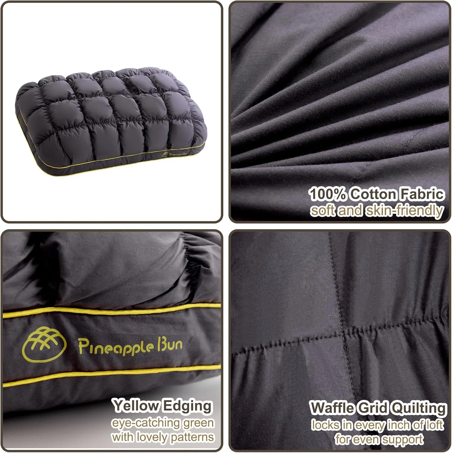YOUR MOON Fluffy Support Bed Pillow Standard Size Set of 2, Super Soft Premium Down-Alternative Filling for Sleeping, Luxury Hotel Quality Bed Pillows for Side Sleeper (Gray)