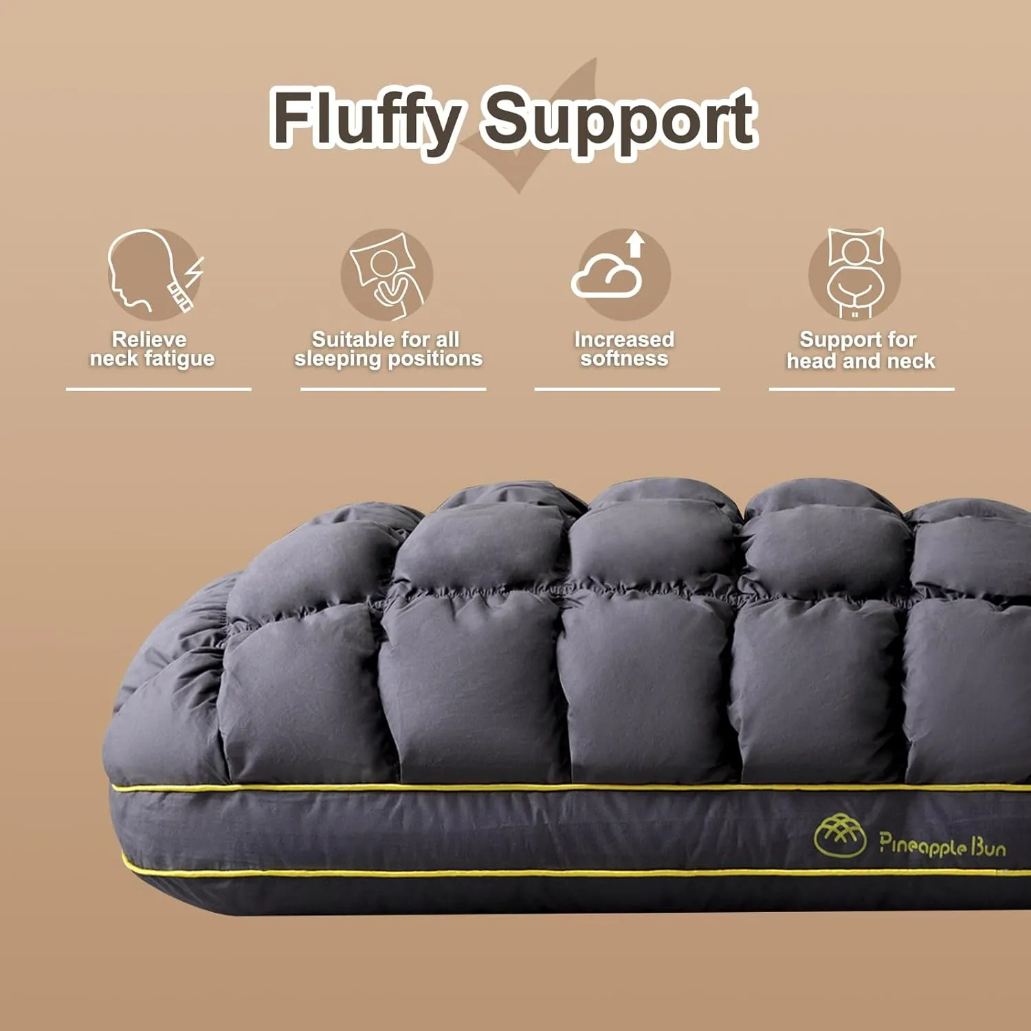YOUR MOON Fluffy Support Bed Pillow Standard Size Set of 2, Super Soft Premium Down-Alternative Filling for Sleeping, Luxury Hotel Quality Bed Pillows for Side Sleeper (Gray)