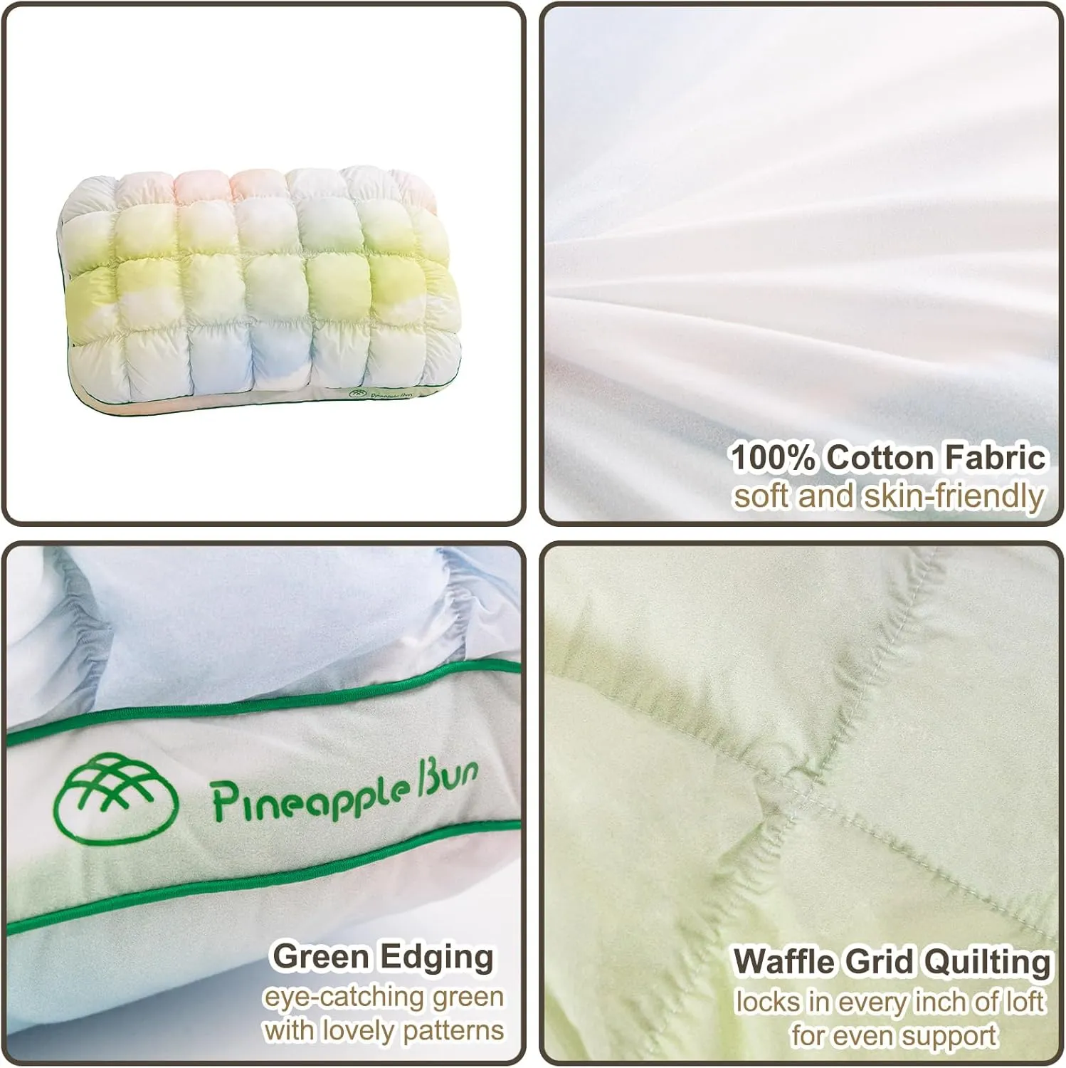 YOUR MOON Fluffy Support Bed Pillow Standard Size, Super Soft Premium Down-Alternative Filling for Sleeping, Luxury Hotel Quality Bed Pillows for Side Sleeper (Rainbow)