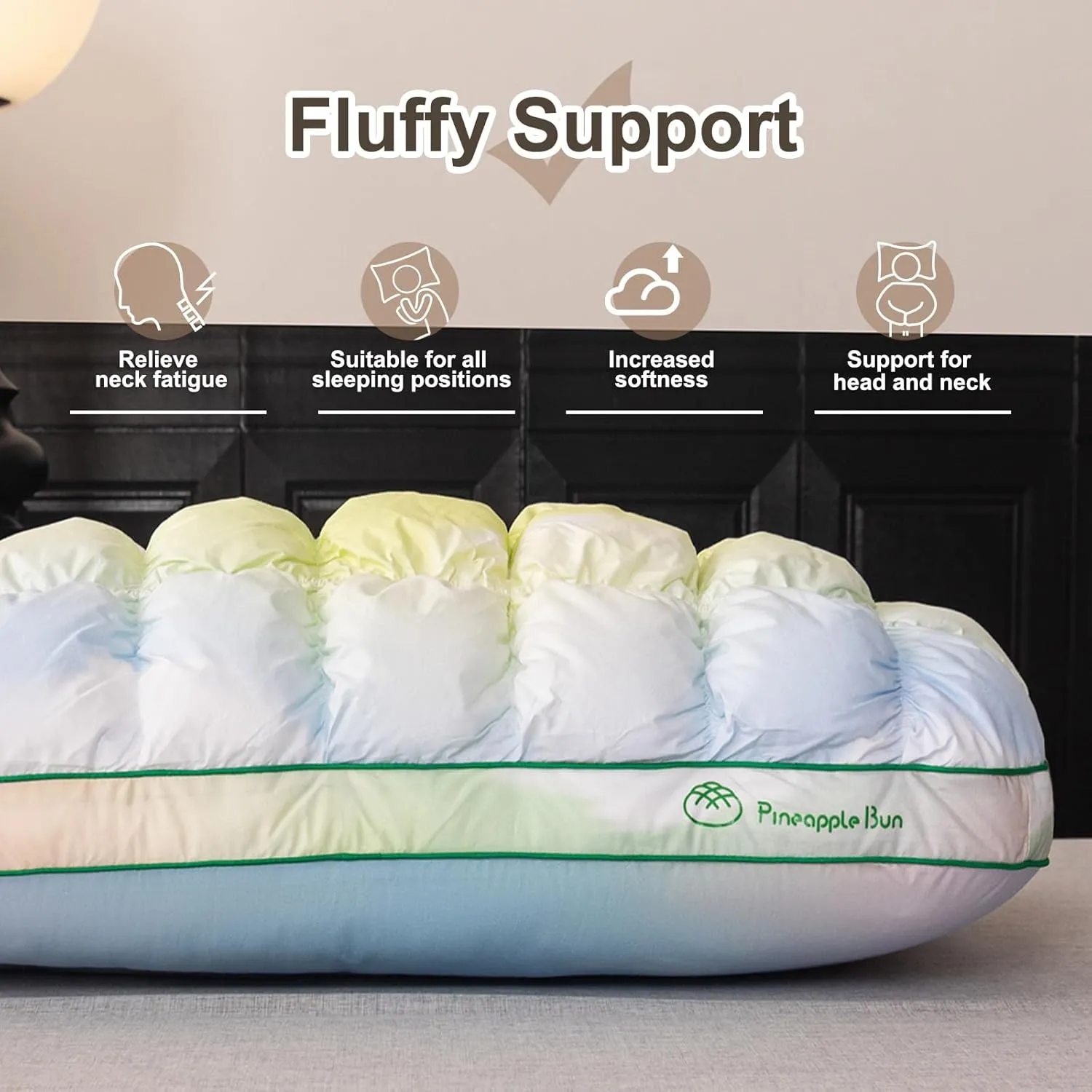 YOUR MOON Fluffy Support Bed Pillow Standard Size, Super Soft Premium Down-Alternative Filling for Sleeping, Luxury Hotel Quality Bed Pillows for Side Sleeper (Rainbow)