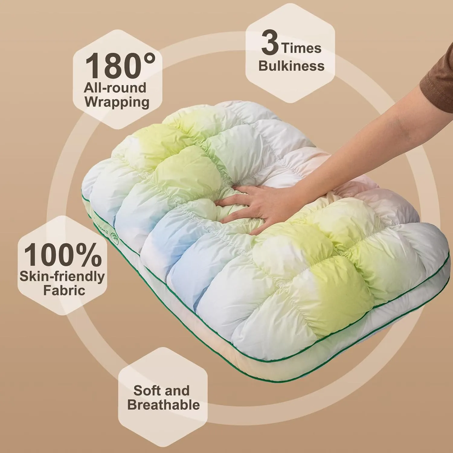 YOUR MOON Fluffy Support Bed Pillow Standard Size, Super Soft Premium Down-Alternative Filling for Sleeping, Luxury Hotel Quality Bed Pillows for Side Sleeper (Rainbow)
